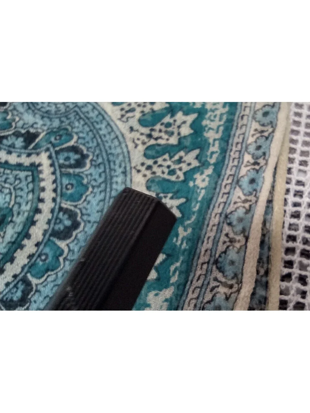Vintage 50s 60s Silk Chiffon Scarf  Big Indian Paisley Teal Green Wide Oblong
